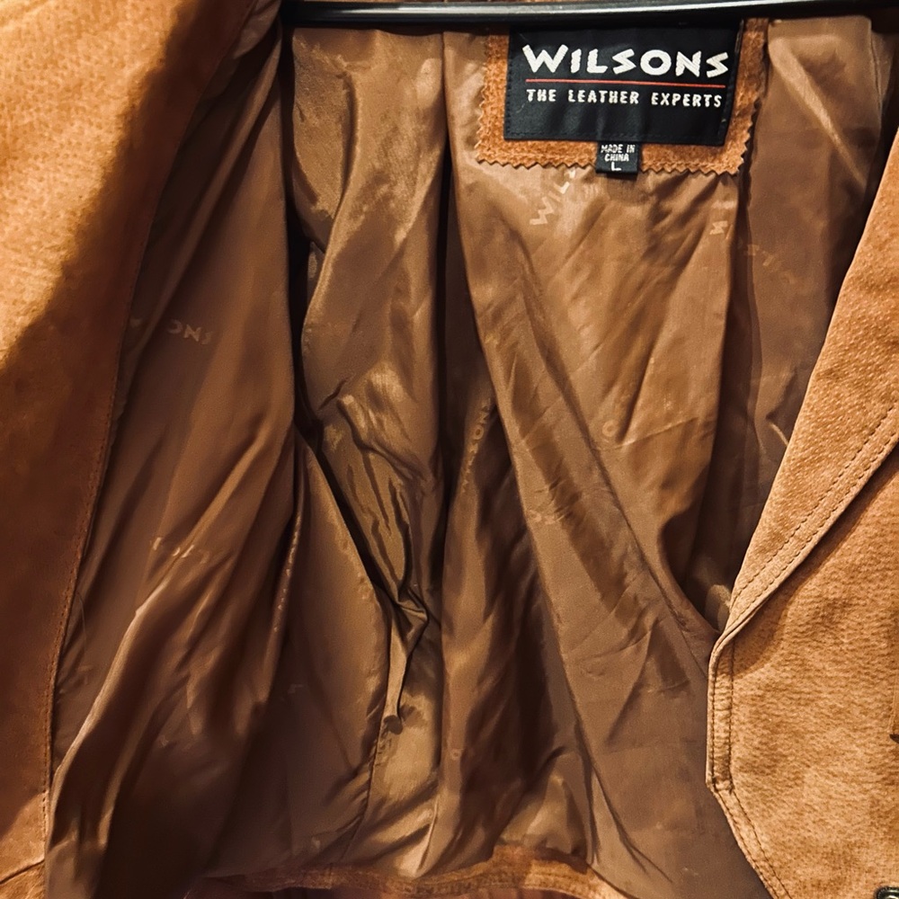 Wilsons Leather Women’s Brown Fringe Western Jacket Button Short Size L - Picture 8 of 9
